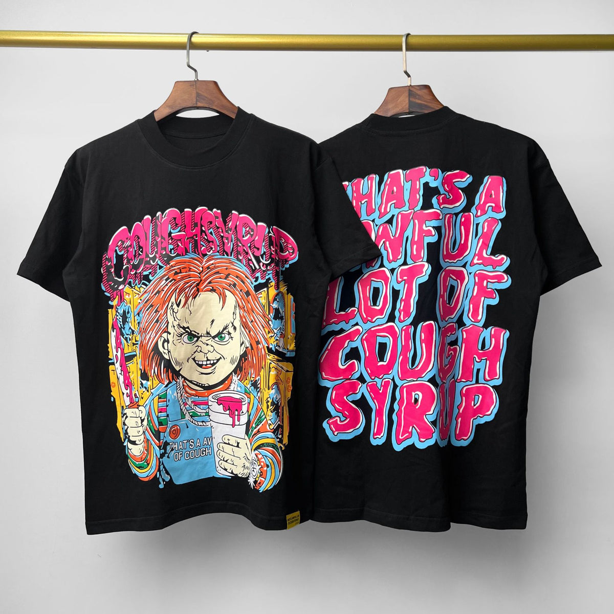 COUGH SYRUP Chucky Horror Graphic T-Shirt