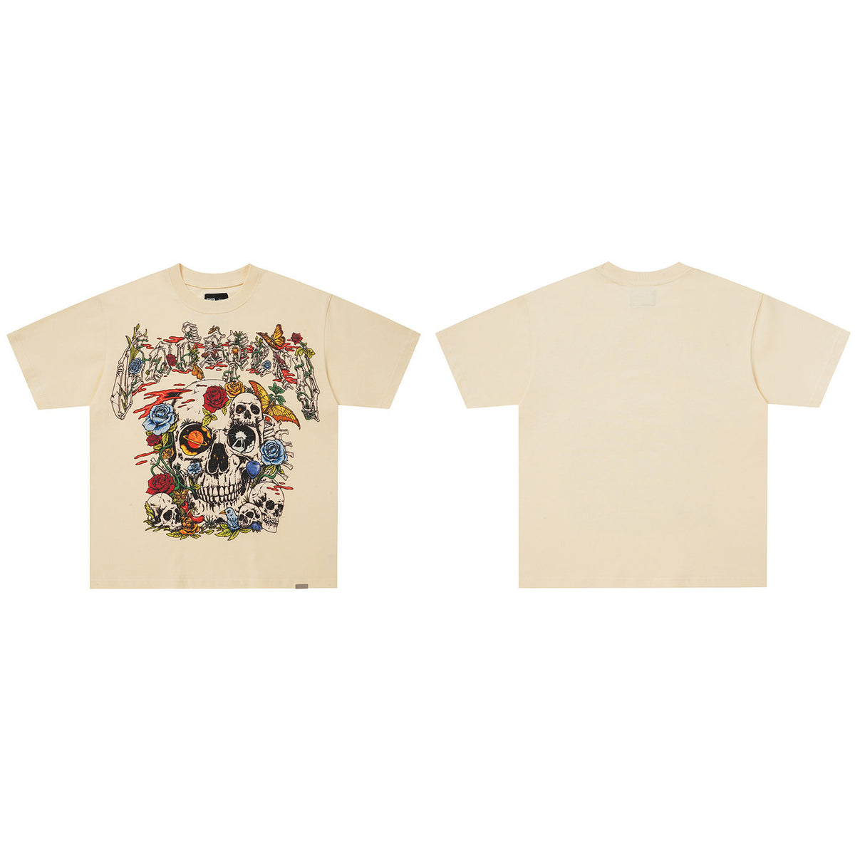 GodSpeed Cream Skull Rose Graphic T-Shirt
