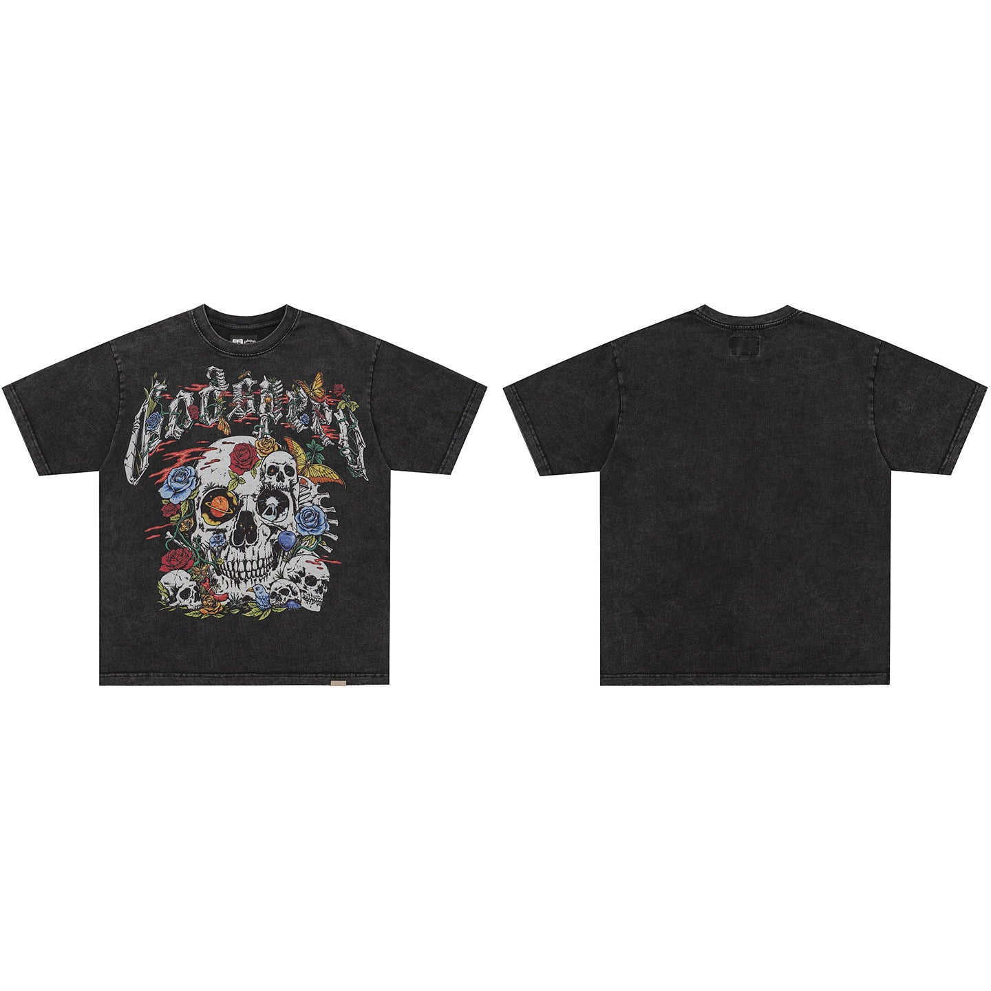 GodSpeed Washed Black Skull Rose T-Shirt