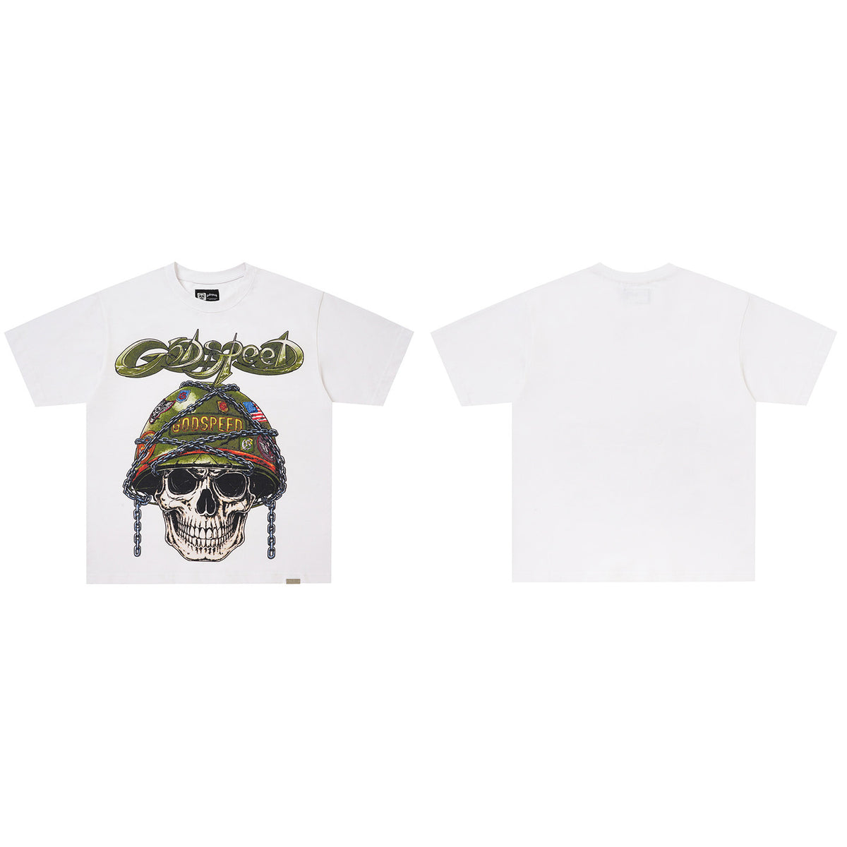GodSpeed White Skull Helmet Graphic T-Shirt