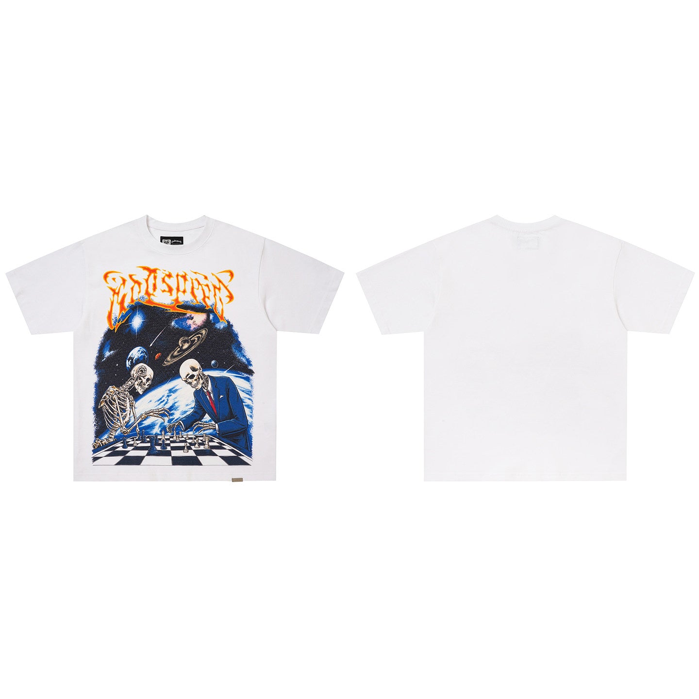 GodSpeed White Space Skull Graphic T-Shirt