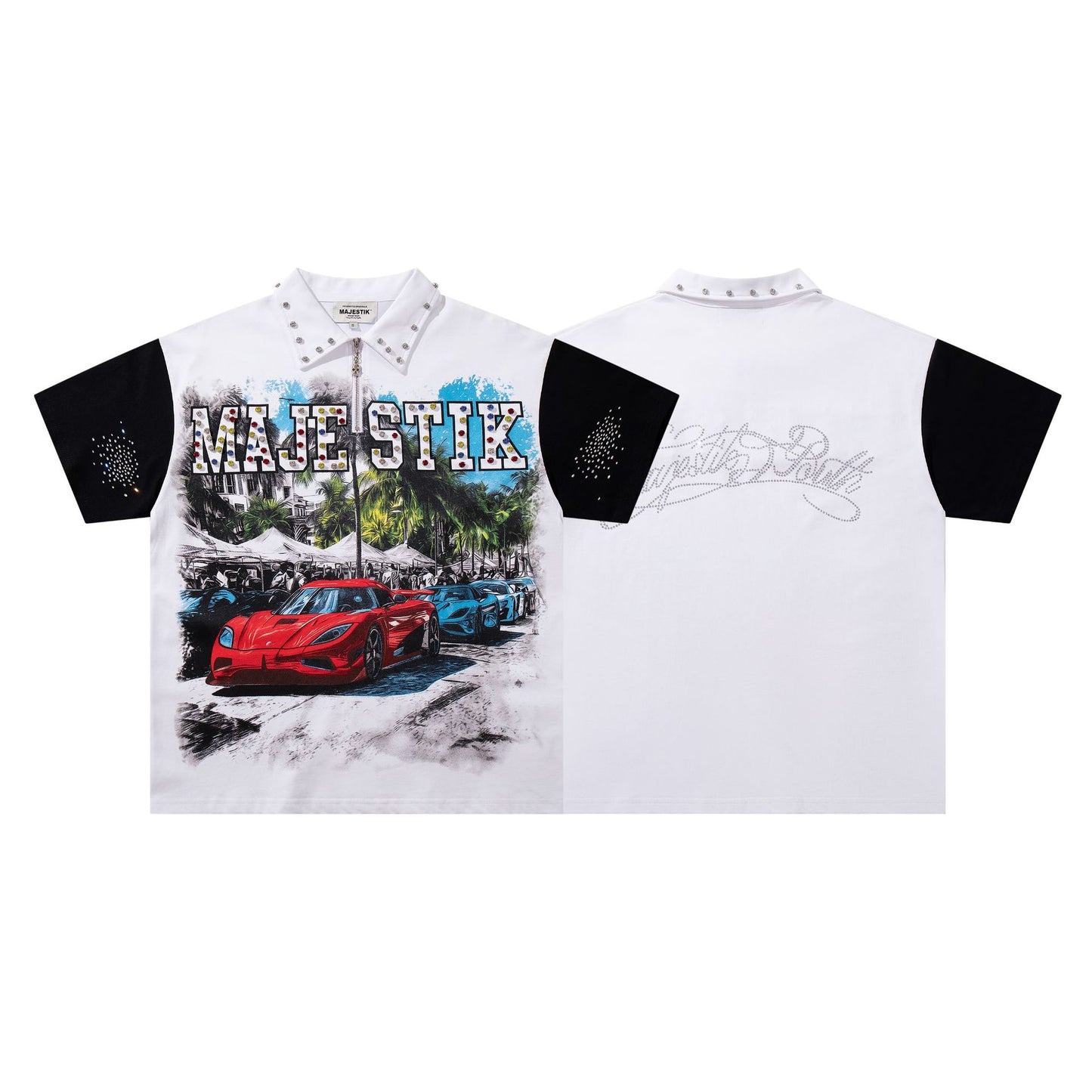 MAJESTIK Luxury Racing Graphic Polo Shirt