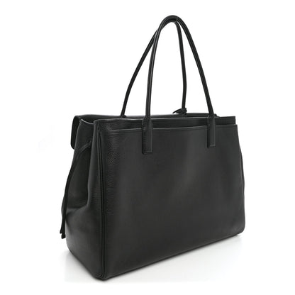 Grained Calfskin Large Urban Essentials Shopping Bag Black
