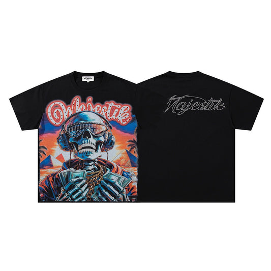MAJESTIK Cyber Skull Graphic T-Shirt