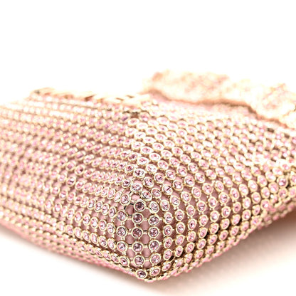 Crystal Embellished Metallic Lambskin Mini Chanel 22 Light Pink