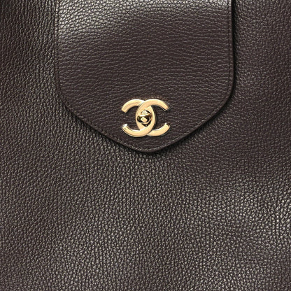 Grained Calfskin Large Shopping Bag Brown