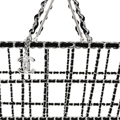 Brass Calfskin Medium Grocery By Chanel Shopping Basket Silver