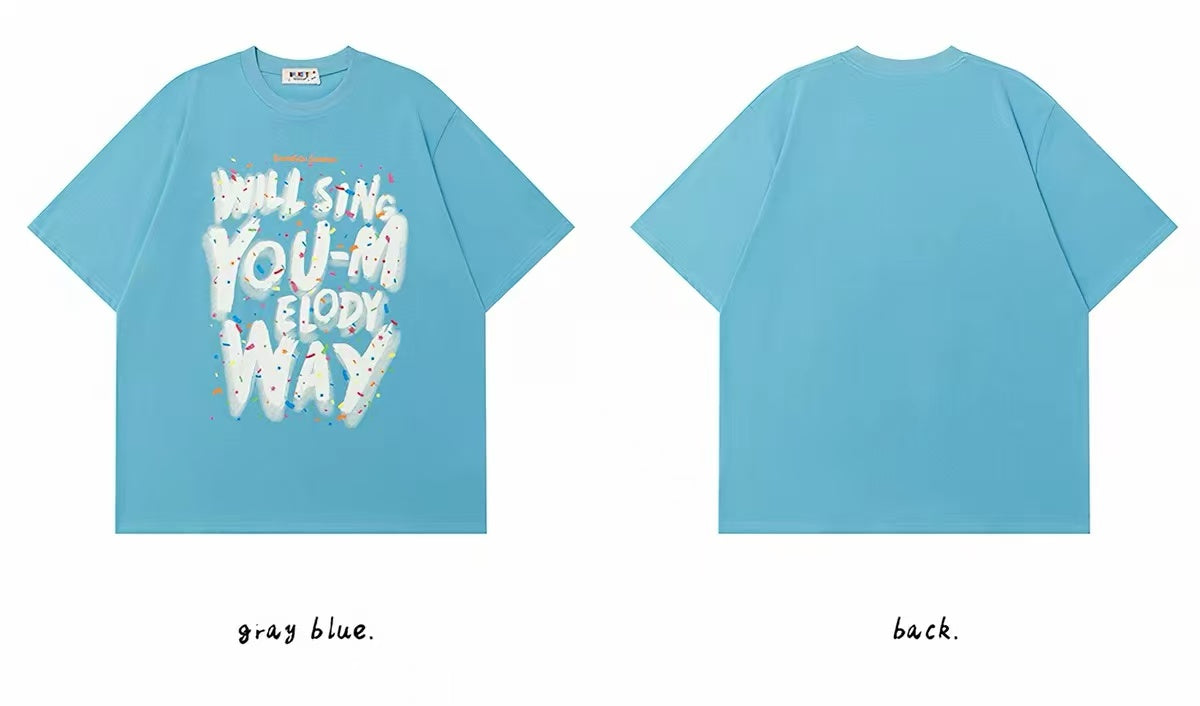 Oversized Graffiti Letter Graphic Cotton T-Shirt