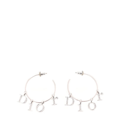 Crystal Hoop Earrings Silver