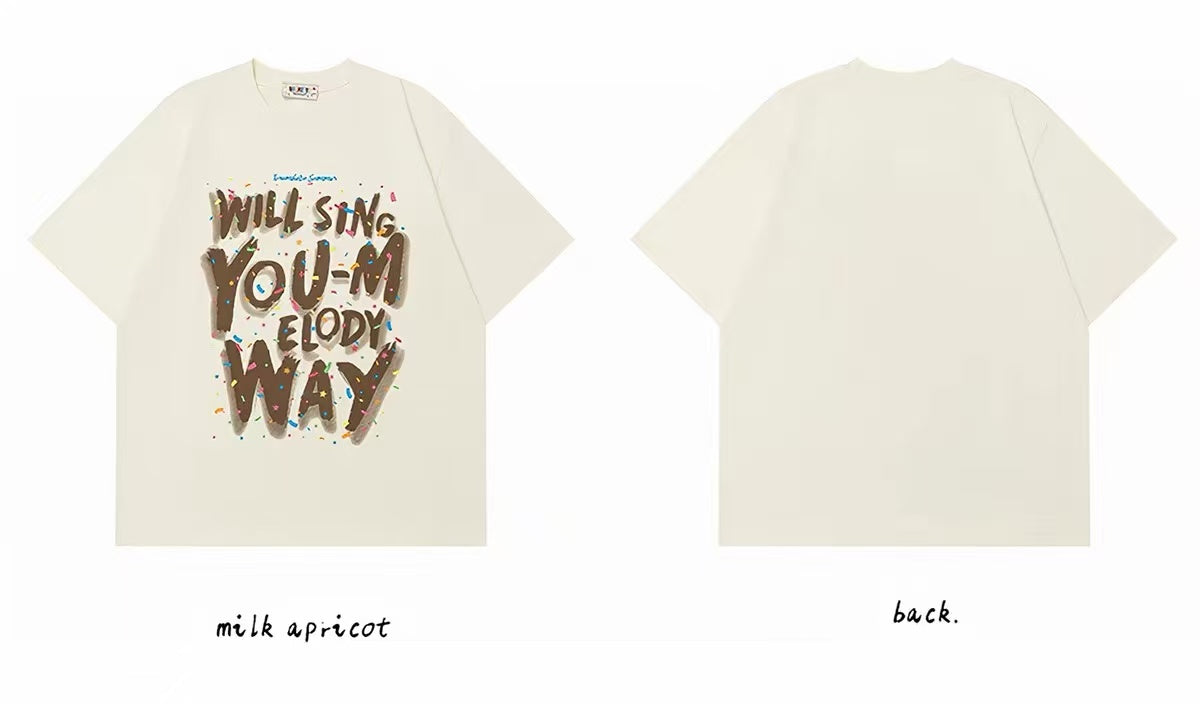 Oversized Graffiti Letter Graphic Cotton T-Shirt