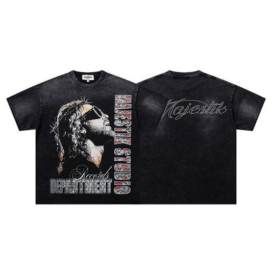 MAJESTIK Vintage Graphic Print T-Shirt