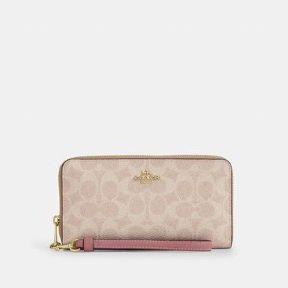 Coach Outlet Long Zip Around Wallet In Signature Canvas