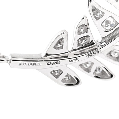 18K White Gold Diamond Cultured Pearl Plume De Chanel Necklace