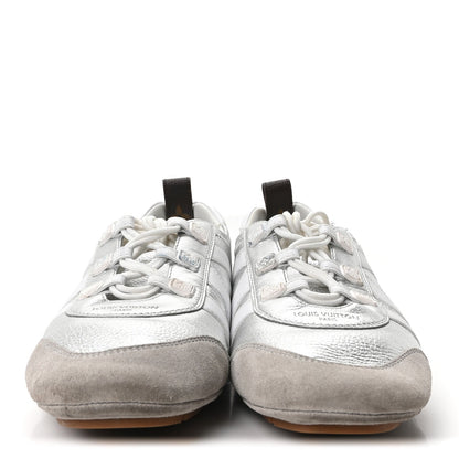 Metallic Grained Calfskin Womens LV Sneakerina 38 Silver
