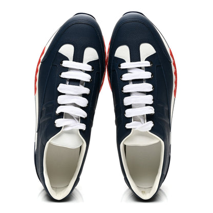 Epsom Calfskin Mens Trail Sneakers 42 Indigo White