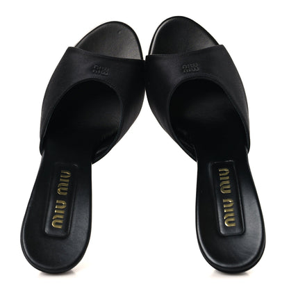 Satin Logo Sandals 38 Black
