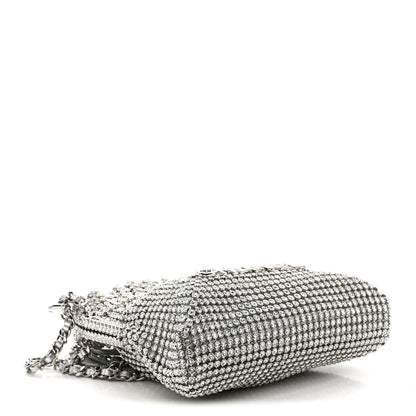 Crystal Embellished Metallic Lambskin Mini Chanel 22 Silver
