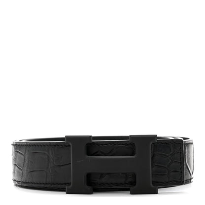 Matte Porosus Crocodile Monochrome 24mm Mini Constance H Belt 105 42 Black