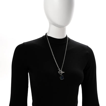 Palladium Enamel Helios Cheval Necklace Camaïeu De Bleu