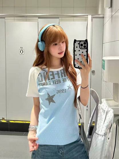 Vintage Raglan Star Graphic T-Shirt