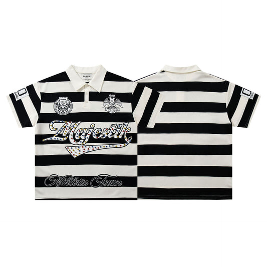 MAJESTIK Striped Logo Polo Shirt