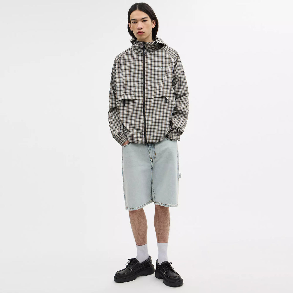 Coach Outlet Plaid Windbreaker In Recycled Polyester