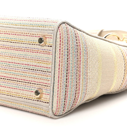 Canvas Embroidered Medium Lady D-Lite Beige Multicolor