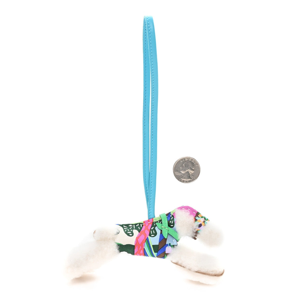 Milo Lambskin Shearling Silk Budy Charm Aloha Blue Hydra Vert Comics