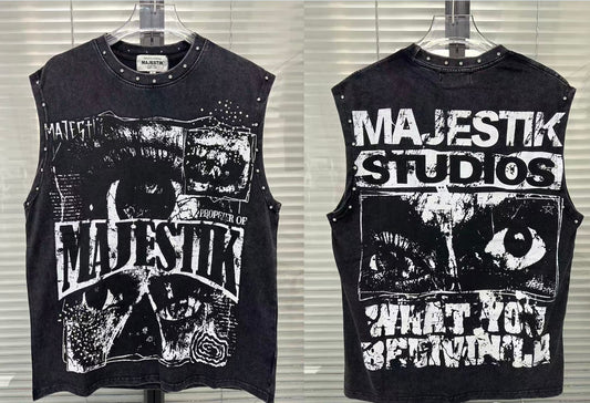 Majestik Vintage Graphic Sleeveless T-Shirt