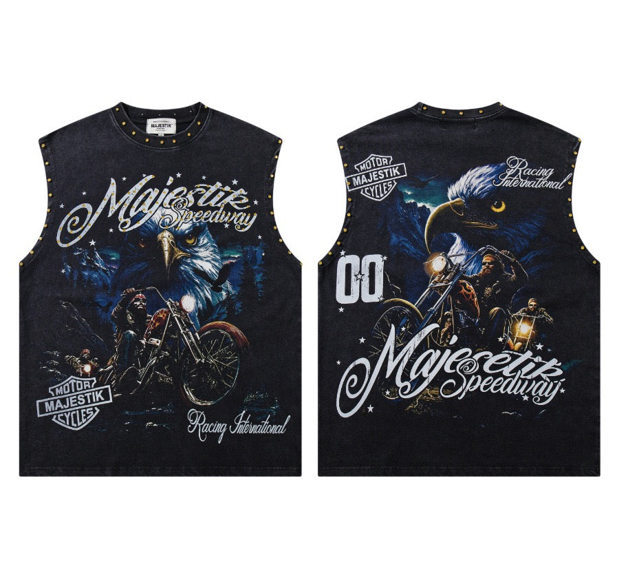 MAJESTIK Eagle Racing Graphic Sleeveless T-Shirt