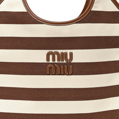 Canvas Calfskin Striped Ivy Cacao Naturale