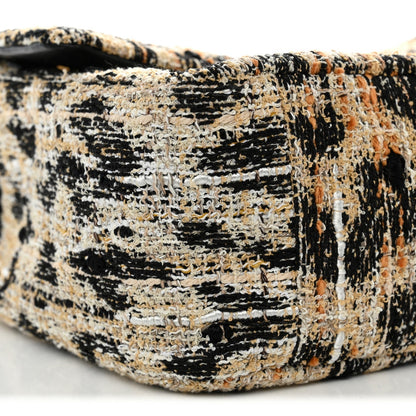 Tweed Mixed Fibers Leopard Print Small Souplissimo Maxi Flap Brown Black White