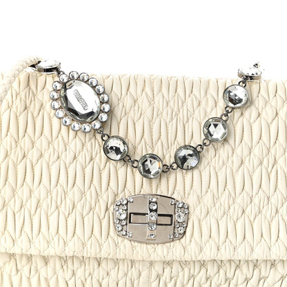 Nappa Matelasse Crystal Flap Clutch White