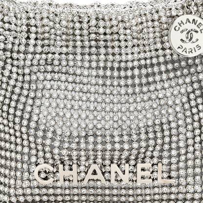 Crystal Embellished Metallic Lambskin Mini Chanel 22 Silver