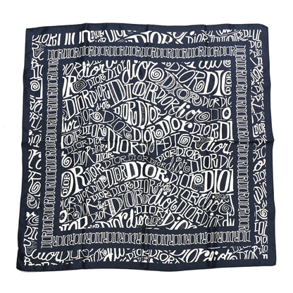 X SHAWN STUSSY Silk Printed Square Scarf Blue White