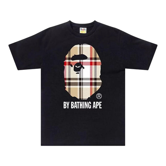 BAPE A Bathing Ape Check by Bathing Tee Black/Beige