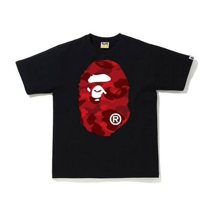 Bape Color Camo Big Ape Head Tee Black Red