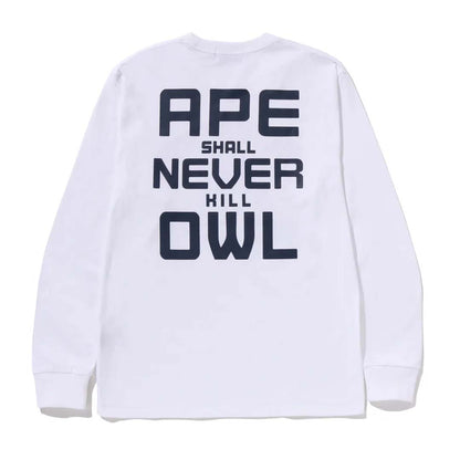 BAPE x OVO Collegiate Long Sleeve Tee White