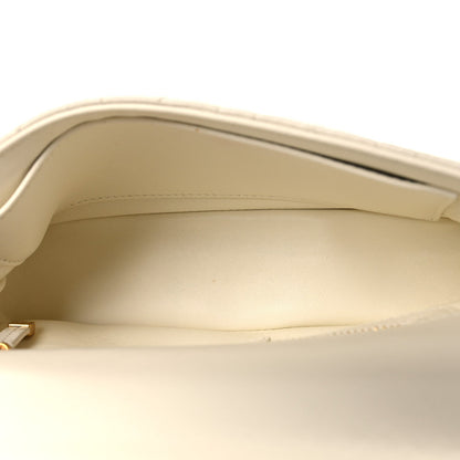 Grained Calfskin Cannage Small Caro Bag White