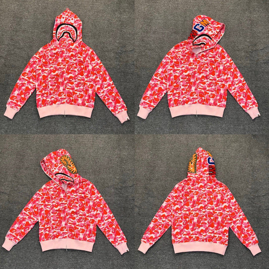 BAPE Shark Pink Camo Full Zip Hoodie