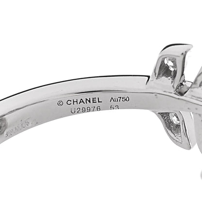 18K White Gold Diamond Plume De Chanel Ring 53 6.5