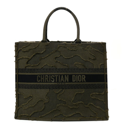 Canvas Embroidered Camouflage Large Book Tote Green