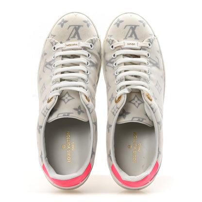 Technical Fabric Calfskin Monogram Frontrow Sneakers 39 Pink