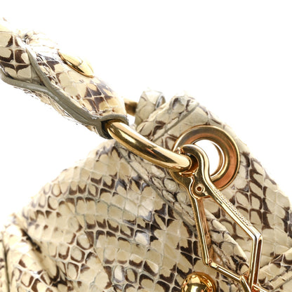 Snakeskin Small Matelasse Coffer Hobo Beige