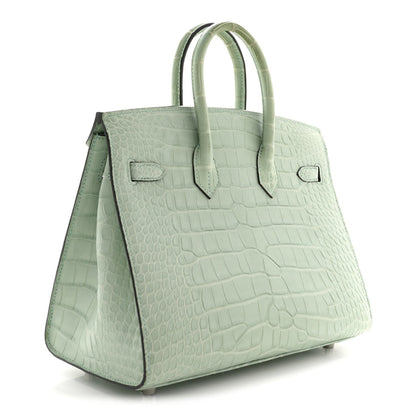 Matte Alligator Birkin Sellier 25 Vert D'eau