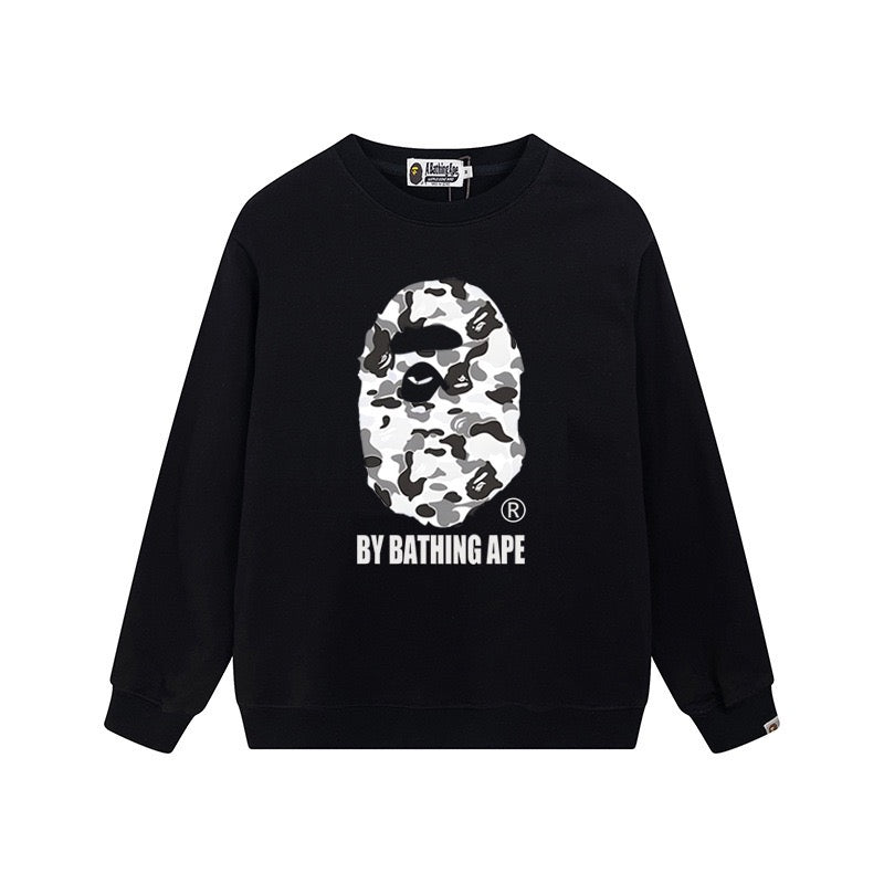BAPE Grey Camo Ape Head Crewneck Sweatshirt Black