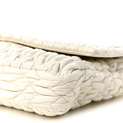Nappa Matelasse Crystal Flap Clutch White