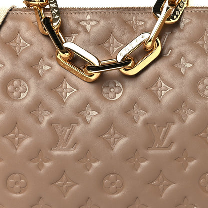 Lambskin Embossed Monogram Coussin MM Taupe