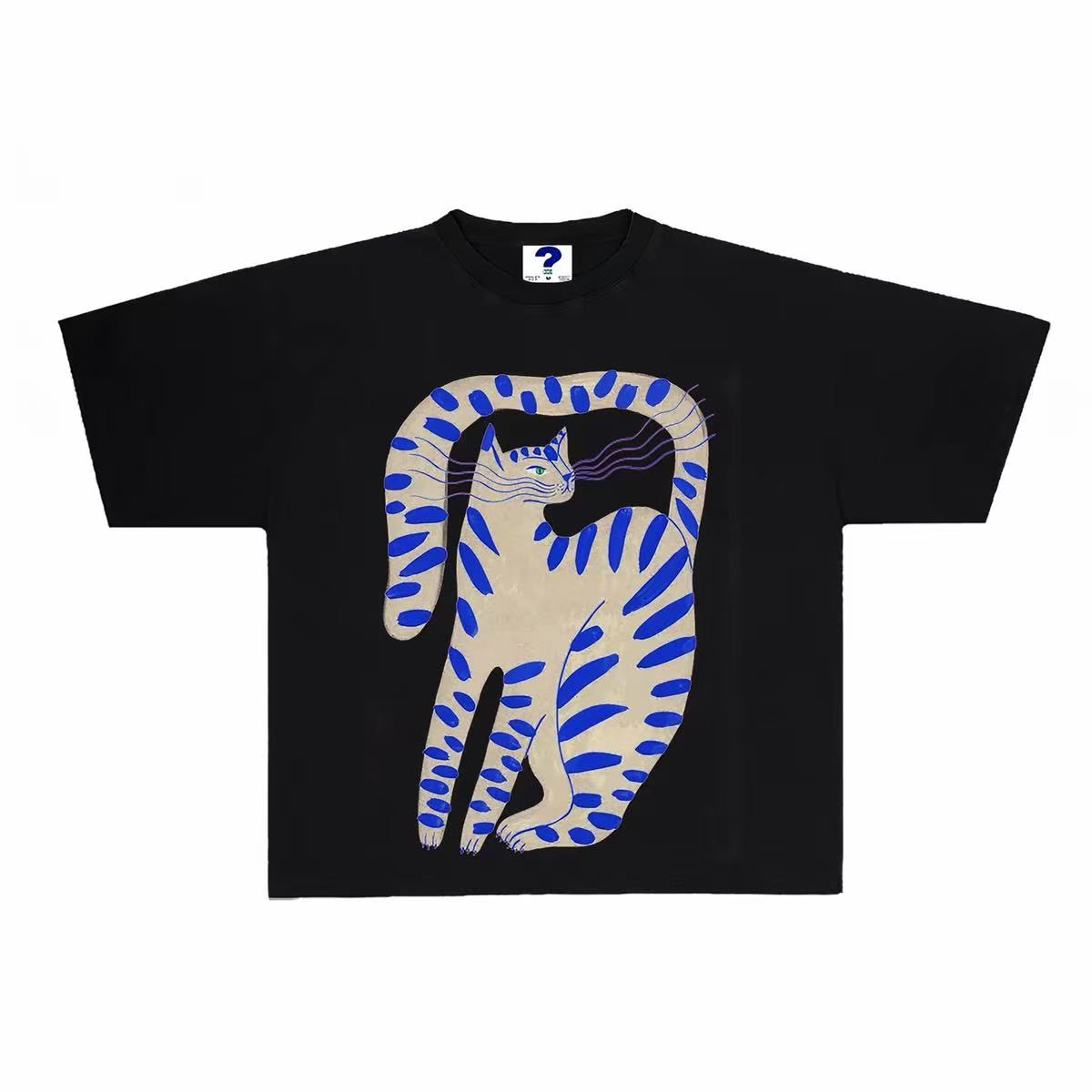 Vintage Abstract Cat Graphic Oversized T-Shirt