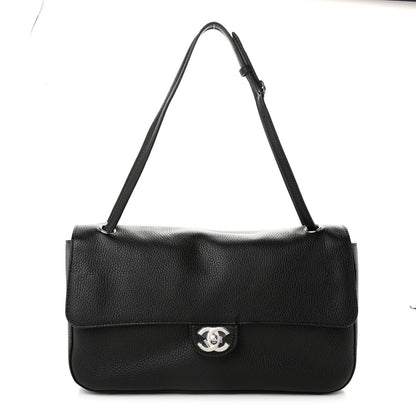 Grained Calfskin Small Souplissimo Maxi Flap Black